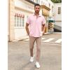 imageCOOFANDY Button Down Shirt for Men Short Sleeve Casual Shirt Summer Beach Vacation Shirt with PocketPink