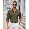 imageCOOFANDY Mens Casual Button Down Shirt Long Sleeve Wrinkle Free Shirts Loose fit Shirt Textured Stretch Shirts with PocketArmy Green