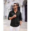 imageCOOFANDY Mens Casual Button Down Shirt Long Sleeve Wrinkle Free Shirts Loose fit Shirt Textured Stretch Shirts with PocketBlack