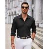 imageCOOFANDY Mens Casual Button Down Shirt Long Sleeve Wrinkle Free Shirts Loose fit Shirt Textured Stretch Shirts with PocketBlack