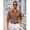 imageCOOFANDY Mens Casual Button Down Shirt Long Sleeve Wrinkle Free Shirts Loose fit Shirt Textured Stretch Shirts with PocketBrown