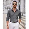 imageCOOFANDY Mens Casual Button Down Shirt Long Sleeve Wrinkle Free Shirts Loose fit Shirt Textured Stretch Shirts with PocketDark Grey