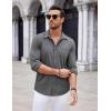 imageCOOFANDY Mens Casual Button Down Shirt Long Sleeve Wrinkle Free Shirts Loose fit Shirt Textured Stretch Shirts with PocketDark Grey