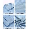 imageCOOFANDY Mens Casual Button Down Shirt Long Sleeve Wrinkle Free Shirts Loose fit Shirt Textured Stretch Shirts with PocketLight Blue