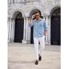 imageCOOFANDY Mens Casual Button Down Shirt Long Sleeve Wrinkle Free Shirts Loose fit Shirt Textured Stretch Shirts with PocketLight Blue