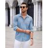 imageCOOFANDY Mens Casual Button Down Shirt Long Sleeve Wrinkle Free Shirts Loose fit Shirt Textured Stretch Shirts with PocketLight Blue