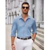 imageCOOFANDY Mens Casual Button Down Shirt Long Sleeve Wrinkle Free Shirts Loose fit Shirt Textured Stretch Shirts with PocketLight Blue
