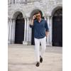 imageCOOFANDY Mens Casual Button Down Shirt Long Sleeve Wrinkle Free Shirts Loose fit Shirt Textured Stretch Shirts with PocketNavy Blue