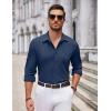 imageCOOFANDY Mens Casual Button Down Shirt Long Sleeve Wrinkle Free Shirts Loose fit Shirt Textured Stretch Shirts with PocketNavy Blue