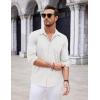 imageCOOFANDY Mens Casual Button Down Shirt Long Sleeve Wrinkle Free Shirts Loose fit Shirt Textured Stretch Shirts with PocketWhite