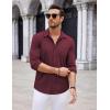 imageCOOFANDY Mens Casual Button Down Shirt Long Sleeve Wrinkle Free Shirts Loose fit Shirt Textured Stretch Shirts with PocketWine Red