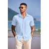 imageCOOFANDY Mens Casual Short Sleeve Button Down Summer Beach Shirt Lightweight Textured Wrinkle Free Untucked ShirtsAngel Falls