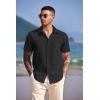 imageCOOFANDY Mens Casual Short Sleeve Button Down Summer Beach Shirt Lightweight Textured Wrinkle Free Untucked ShirtsBlack