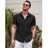 imageCOOFANDY Mens Casual Short Sleeve Button Down Summer Beach Shirt Lightweight Textured Wrinkle Free Untucked ShirtsBlack
