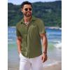 imageCOOFANDY Mens Casual Short Sleeve Button Down Summer Beach Shirt Lightweight Textured Wrinkle Free Untucked ShirtsChive