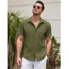 imageCOOFANDY Mens Casual Short Sleeve Button Down Summer Beach Shirt Lightweight Textured Wrinkle Free Untucked ShirtsChive