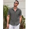imageCOOFANDY Mens Casual Short Sleeve Button Down Summer Beach Shirt Lightweight Textured Wrinkle Free Untucked ShirtsGranite Gray