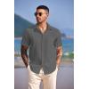 imageCOOFANDY Mens Casual Short Sleeve Button Down Summer Beach Shirt Lightweight Textured Wrinkle Free Untucked ShirtsGranite Gray