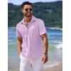 imageCOOFANDY Mens Casual Short Sleeve Button Down Summer Beach Shirt Lightweight Textured Wrinkle Free Untucked ShirtsLavender Frost