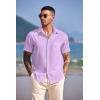 imageCOOFANDY Mens Casual Short Sleeve Button Down Summer Beach Shirt Lightweight Textured Wrinkle Free Untucked ShirtsLavender Frost