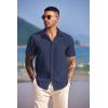 imageCOOFANDY Mens Casual Short Sleeve Button Down Summer Beach Shirt Lightweight Textured Wrinkle Free Untucked ShirtsMedieval Blue