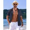imageCOOFANDY Mens Casual Short Sleeve Button Down Summer Beach Shirt Lightweight Textured Wrinkle Free Untucked ShirtsMedieval Blue