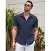 imageCOOFANDY Mens Casual Short Sleeve Button Down Summer Beach Shirt Lightweight Textured Wrinkle Free Untucked ShirtsMedieval Blue