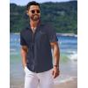 imageCOOFANDY Mens Casual Short Sleeve Button Down Summer Beach Shirt Lightweight Textured Wrinkle Free Untucked ShirtsMedieval Blue