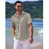 imageCOOFANDY Mens Casual Short Sleeve Button Down Summer Beach Shirt Lightweight Textured Wrinkle Free Untucked ShirtsQuiet Gray