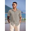 imageCOOFANDY Mens Casual Short Sleeve Button Down Summer Beach Shirt Lightweight Textured Wrinkle Free Untucked ShirtsQuiet Gray