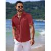 imageCOOFANDY Mens Casual Short Sleeve Button Down Summer Beach Shirt Lightweight Textured Wrinkle Free Untucked ShirtsScarlet Sage