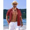 imageCOOFANDY Mens Casual Short Sleeve Button Down Summer Beach Shirt Lightweight Textured Wrinkle Free Untucked ShirtsScarlet Sage