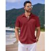 imageCOOFANDY Mens Casual Short Sleeve Button Down Summer Beach Shirt Lightweight Textured Wrinkle Free Untucked ShirtsScarlet Sage