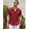 imageCOOFANDY Mens Casual Short Sleeve Button Down Summer Beach Shirt Lightweight Textured Wrinkle Free Untucked ShirtsScarlet Sage