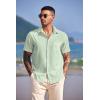 imageCOOFANDY Mens Casual Short Sleeve Button Down Summer Beach Shirt Lightweight Textured Wrinkle Free Untucked ShirtsSea Foam