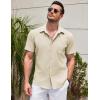 imageCOOFANDY Mens Casual Short Sleeve Button Down Summer Beach Shirt Lightweight Textured Wrinkle Free Untucked ShirtsVanilla Ice