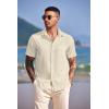 imageCOOFANDY Mens Casual Short Sleeve Button Down Summer Beach Shirt Lightweight Textured Wrinkle Free Untucked ShirtsVanilla Ice