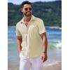 imageCOOFANDY Mens Casual Short Sleeve Button Down Summer Beach Shirt Lightweight Textured Wrinkle Free Untucked ShirtsVanilla Ice