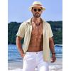 imageCOOFANDY Mens Casual Short Sleeve Button Down Summer Beach Shirt Lightweight Textured Wrinkle Free Untucked ShirtsVanilla Ice