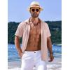 imageCOOFANDY Mens Casual Short Sleeve Button Down Summer Beach Shirt Lightweight Textured Wrinkle Free Untucked ShirtsVeiled Rose