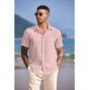 imageCOOFANDY Mens Casual Short Sleeve Button Down Summer Beach Shirt Lightweight Textured Wrinkle Free Untucked ShirtsVeiled Rose