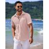 imageCOOFANDY Mens Casual Short Sleeve Button Down Summer Beach Shirt Lightweight Textured Wrinkle Free Untucked ShirtsVeiled Rose