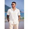 imageCOOFANDY Mens Casual Short Sleeve Button Down Summer Beach Shirt Lightweight Textured Wrinkle Free Untucked ShirtsWhite