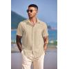 imageCOOFANDY Mens Casual Short Sleeve Button Down Summer Beach Shirt Lightweight Textured Wrinkle Free Untucked ShirtsWood Ash