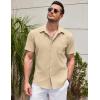 imageCOOFANDY Mens Casual Short Sleeve Button Down Summer Beach Shirt Lightweight Textured Wrinkle Free Untucked ShirtsWood Ash