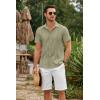 imageCOOFANDY Mens Cuban Guayabera Shirts Short Sleeve Button Down Shirt Lightweight Summer Beach ShirtsArmy Green