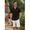 imageCOOFANDY Mens Cuban Guayabera Shirts Short Sleeve Button Down Shirt Lightweight Summer Beach ShirtsBlack
