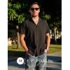 imageCOOFANDY Mens Cuban Guayabera Shirts Short Sleeve Button Down Shirt Lightweight Summer Beach ShirtsBlack