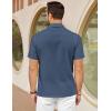 imageCOOFANDY Mens Cuban Guayabera Shirts Short Sleeve Button Down Shirt Lightweight Summer Beach ShirtsBlue