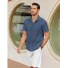 imageCOOFANDY Mens Cuban Guayabera Shirts Short Sleeve Button Down Shirt Lightweight Summer Beach ShirtsBlue